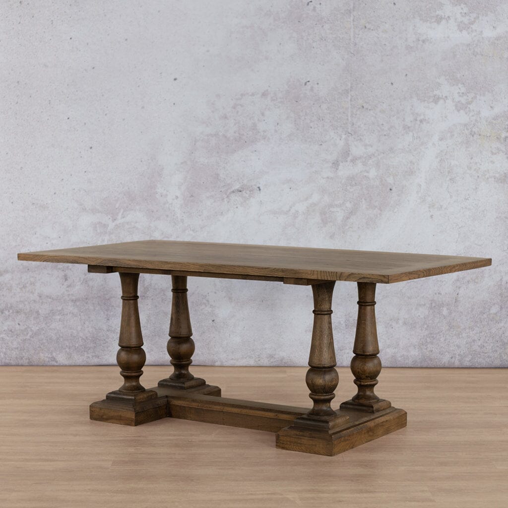 Charlotte Wood Dining Table - 1.9M / 6 Seater Dining Table Leather Gallery antique dark oak