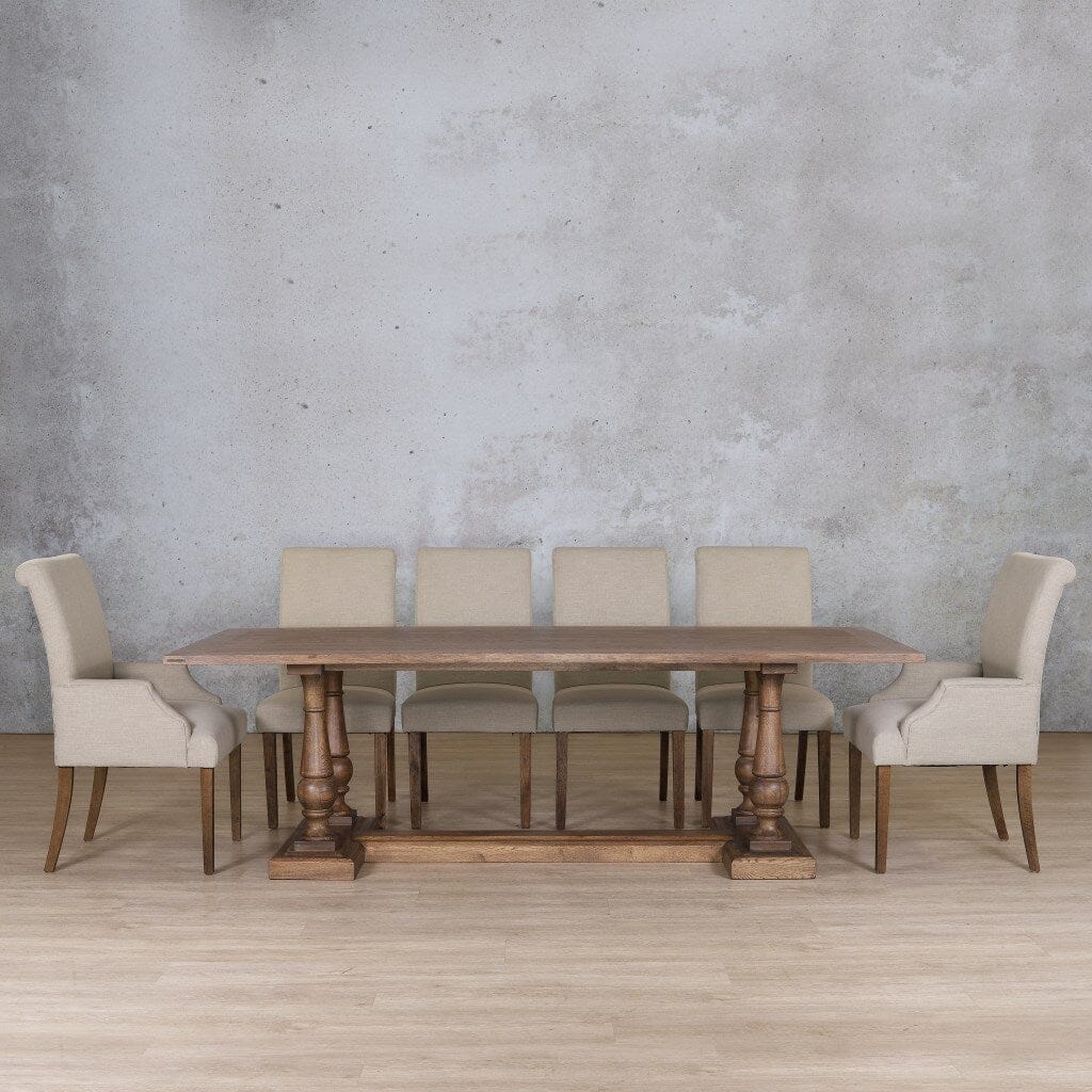 Charlotte Wood Top & Baron 10 Seater Dining Set Dining room set Leather Gallery Antique Dark Oak