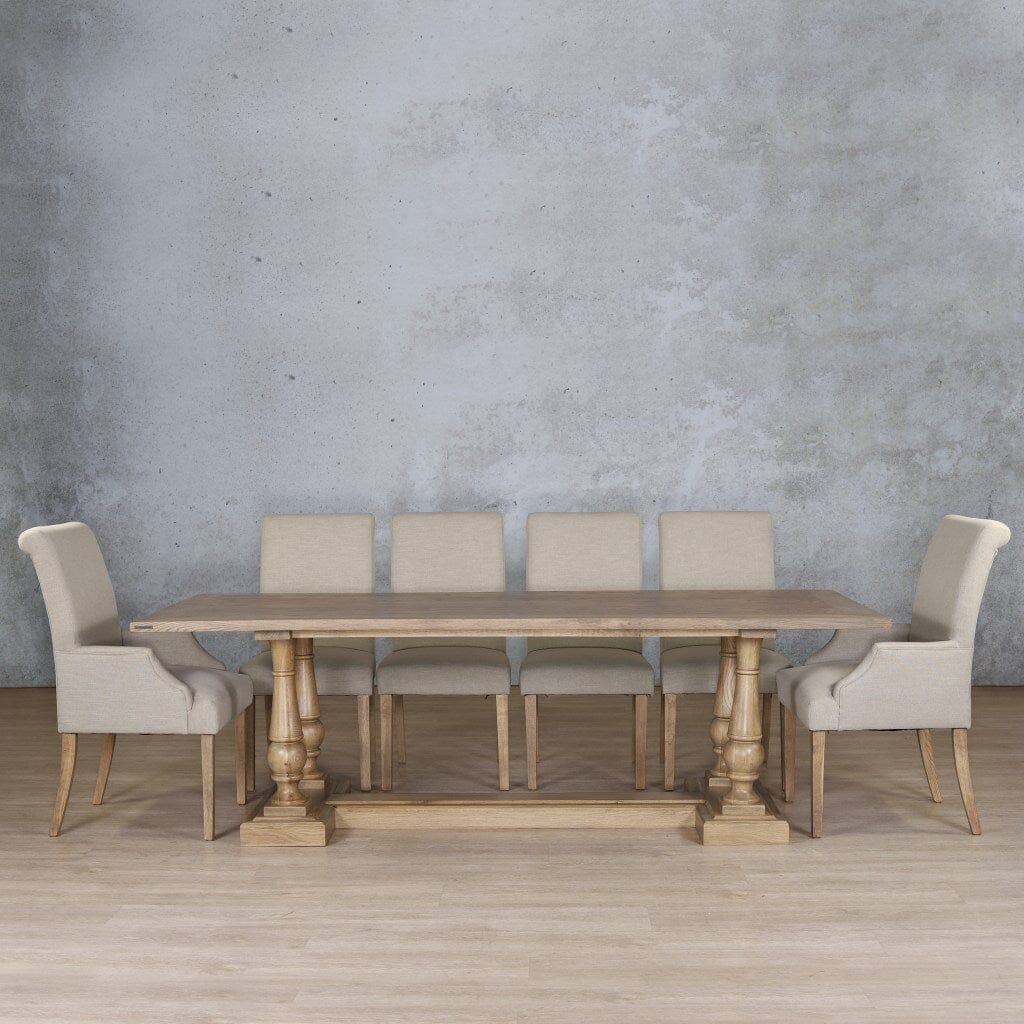 Charlotte Wood Top & Baron 10 Seater Dining Set Dining room set Leather Gallery Antique Natural Oak