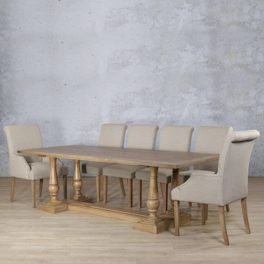 Charlotte Wood Top & Baron 10 Seater Dining Set Dining room set Leather Gallery Antique Natural Oak