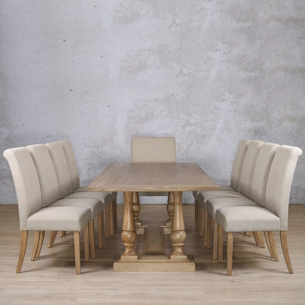Charlotte Wood Top & Baron 10 Seater Dining Set Dining room set Leather Gallery Antique Natural Oak