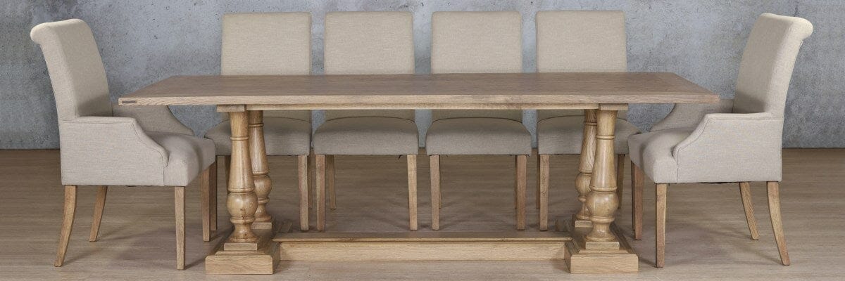 Charlotte Wood Top & Baron 10 Seater Dining Set Dining room set Leather Gallery