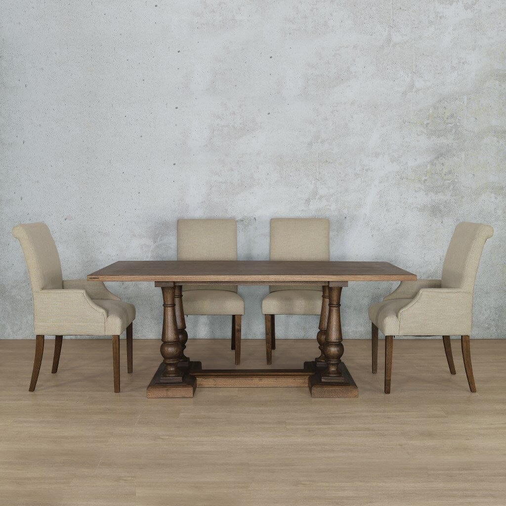 Charlotte Wood Top & Baron 6 Seater Dining Set Dining room set Leather Gallery Antique Dark Oak