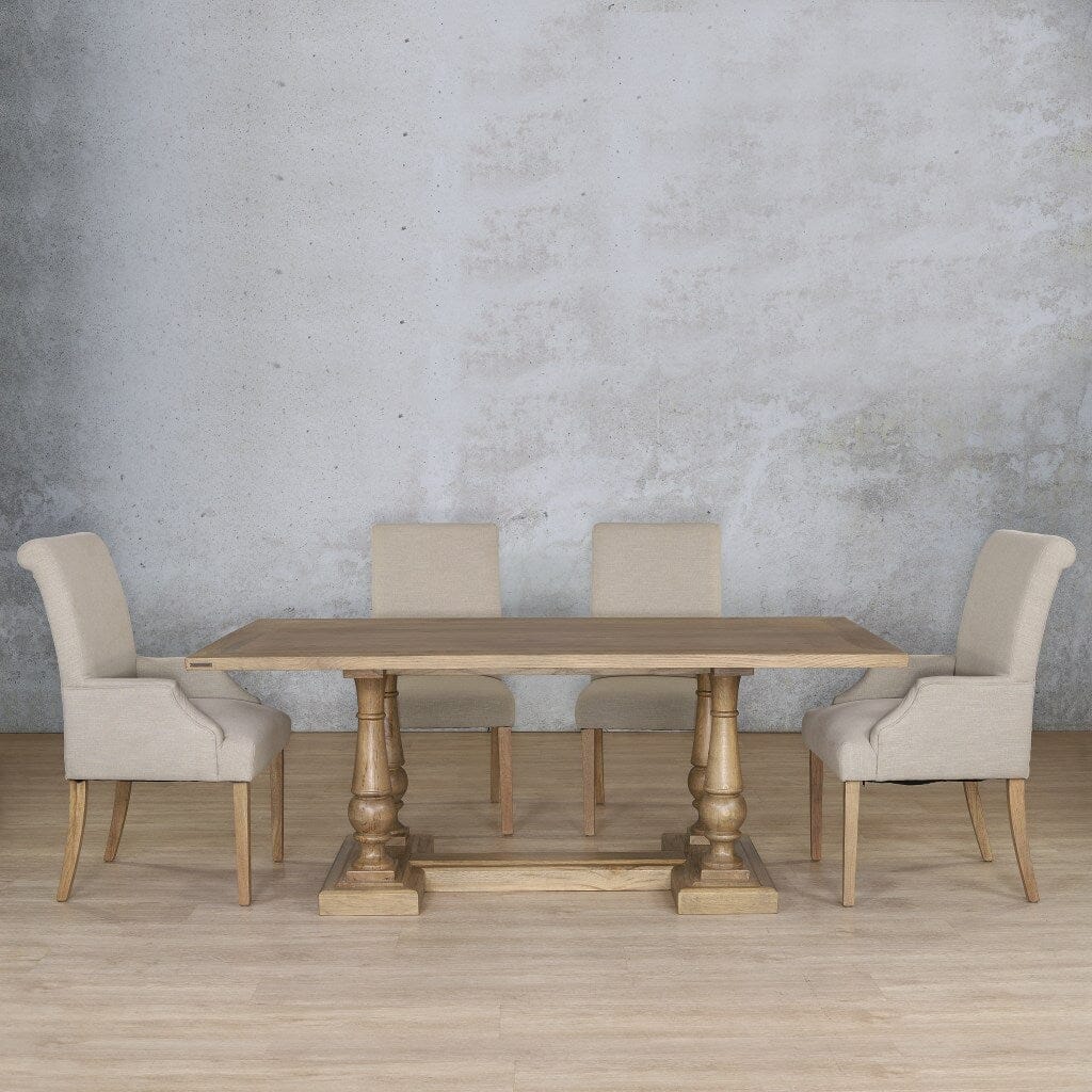 Charlotte Wood Top & Baron 6 Seater Dining Set Dining room set Leather Gallery Antique Natural Oak