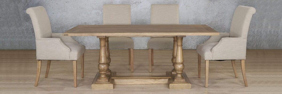 Charlotte Wood Top & Baron 6 Seater Dining Set Dining room set Leather Gallery