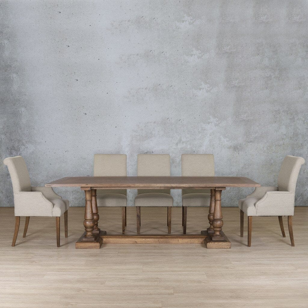 Charlotte Wood Top & Baron 8 Seater Dining Set Dining room set Leather Gallery Antique Dark Oak