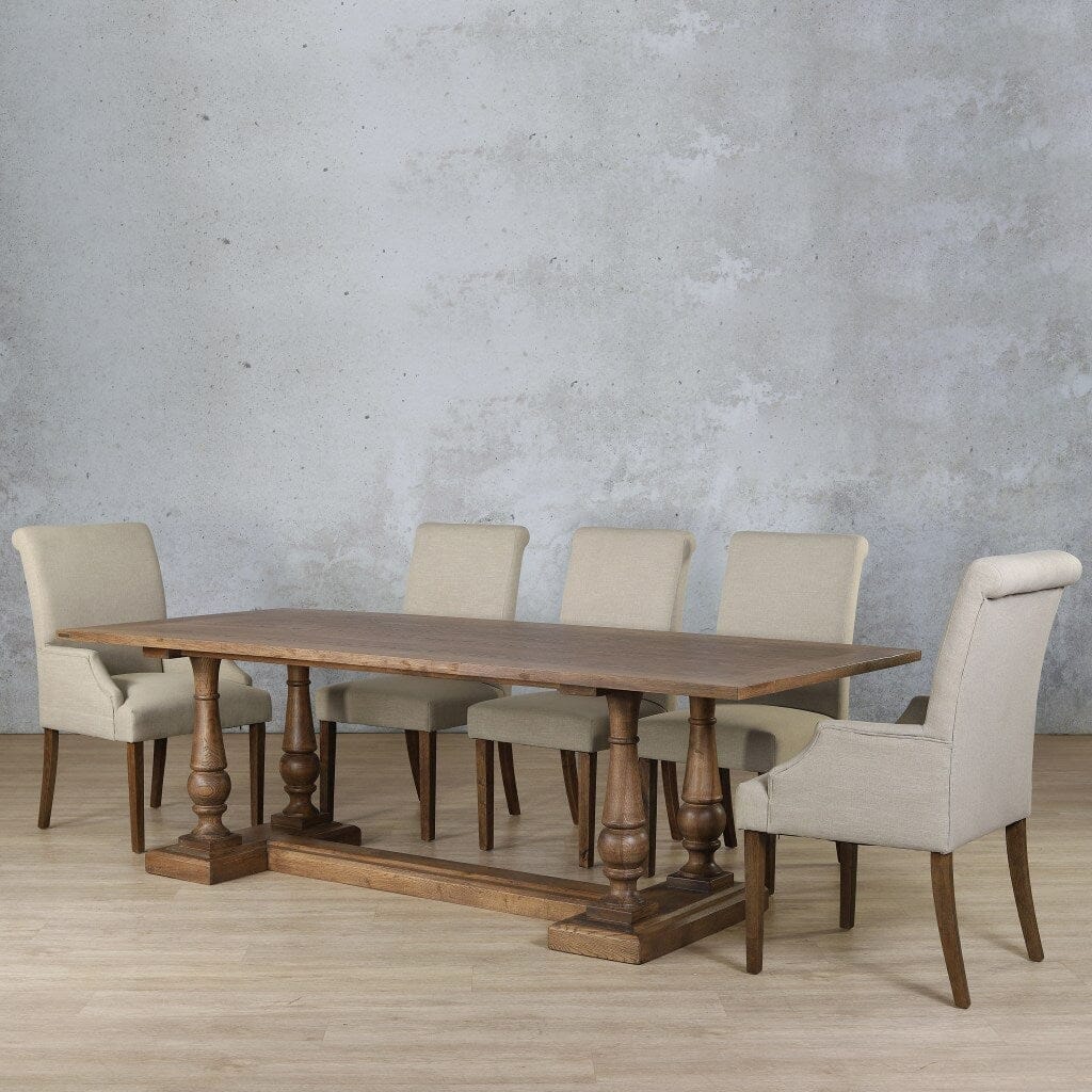 Charlotte Wood Top & Baron 8 Seater Dining Set Dining room set Leather Gallery  Antique Dark Oak