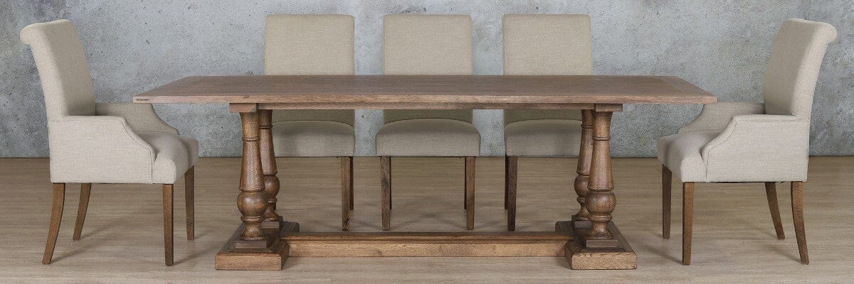 Charlotte Wood Top & Baron 8 Seater Dining Set Dining room set Leather Gallery