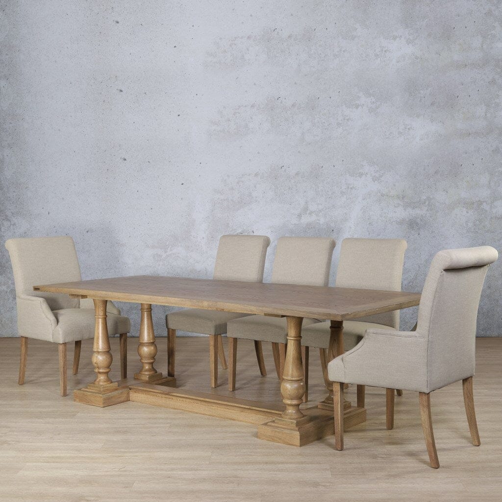 Charlotte Wood Top & Baron 8 Seater Dining Set Dining room set Leather Gallery  Antique Natural Oak