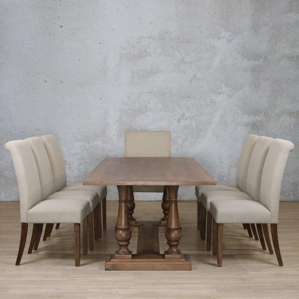 Charlotte Wood Top & Baron 8 Seater Dining Set Dining room set Leather Gallery  Antique Dark Oak