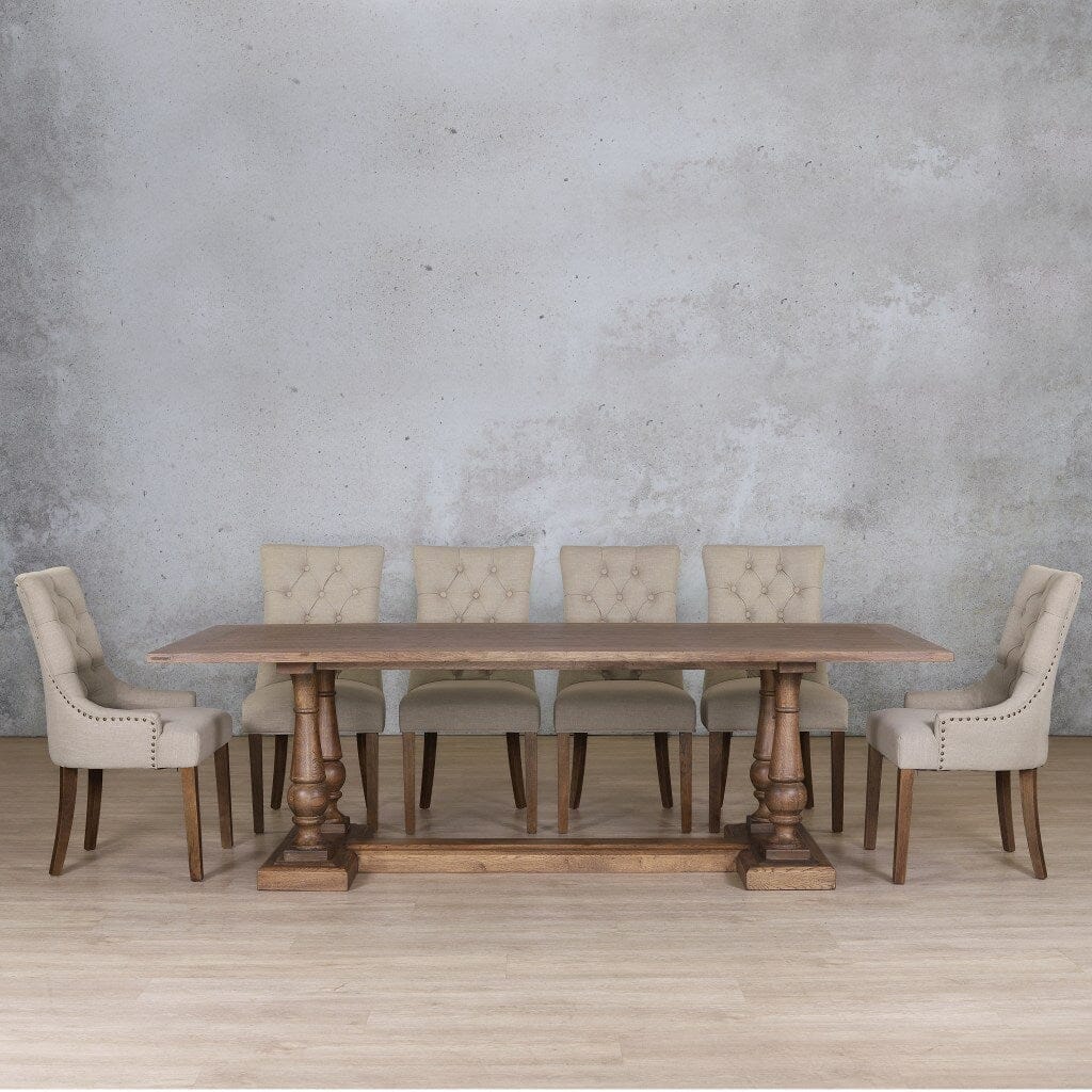 Charlotte Wood Top & Duchess 10 Seater Dining Set Dining room set Leather Gallery Antique Dark Oak