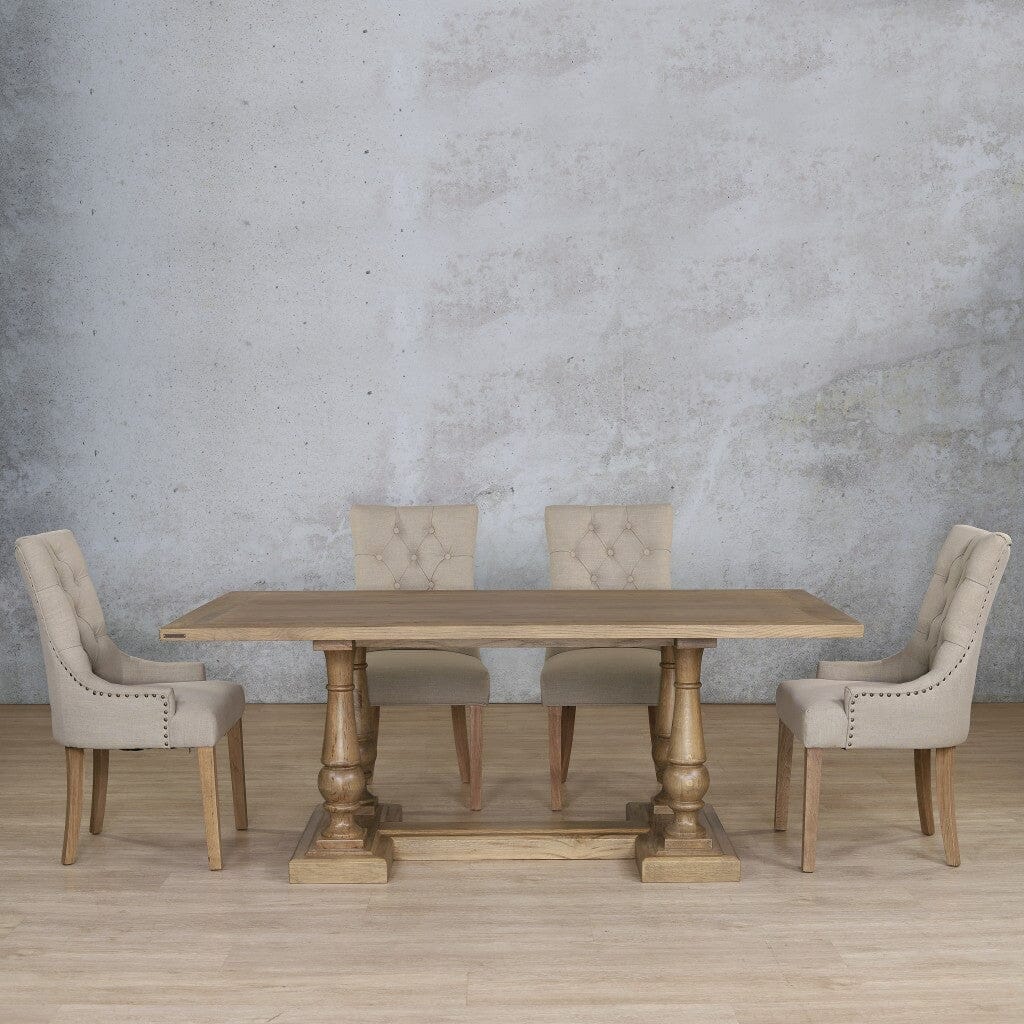 Charlotte Wood Top & Duchess 6 Seater Dining Set Dining room set Leather Gallery Antique Natural Oak
