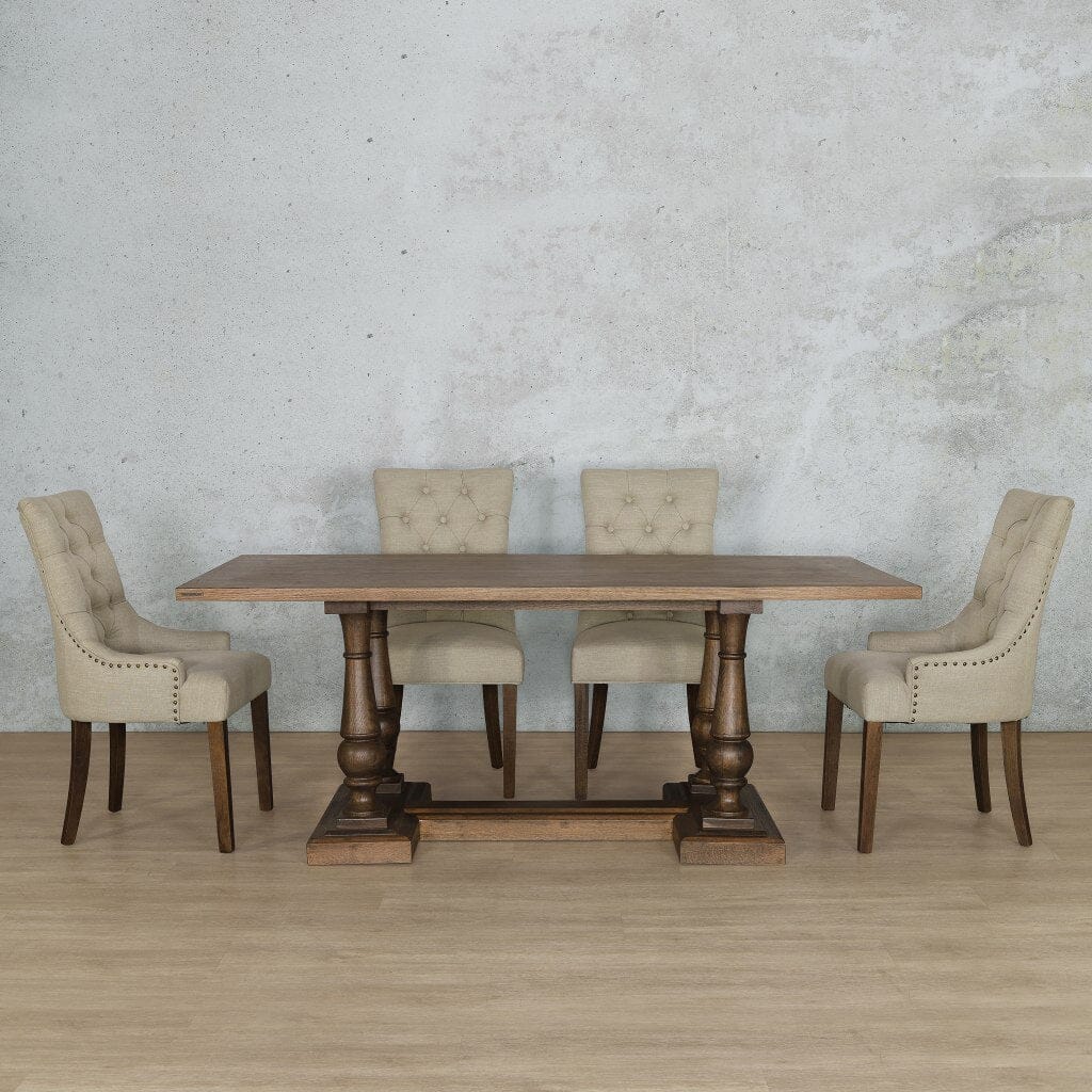 Charlotte Wood Top & Duchess 6 Seater Dining Set Dining room set Leather Gallery Antique Dark Oak