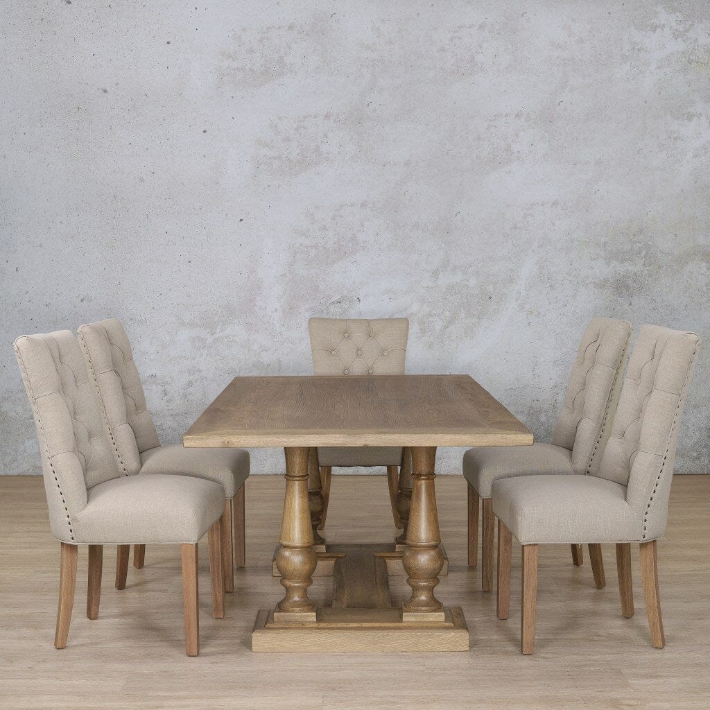 Charlotte Wood Top & Duchess 6 Seater Dining Set Dining room set Leather Gallery Antique Natural Oak