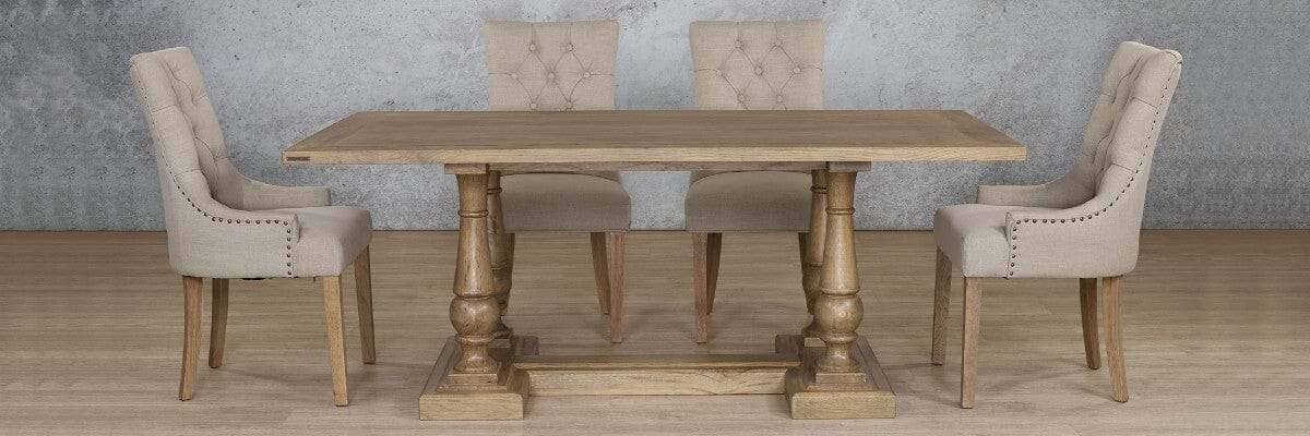 Charlotte Wood Top & Duchess 6 Seater Dining Set Dining room set Leather Gallery