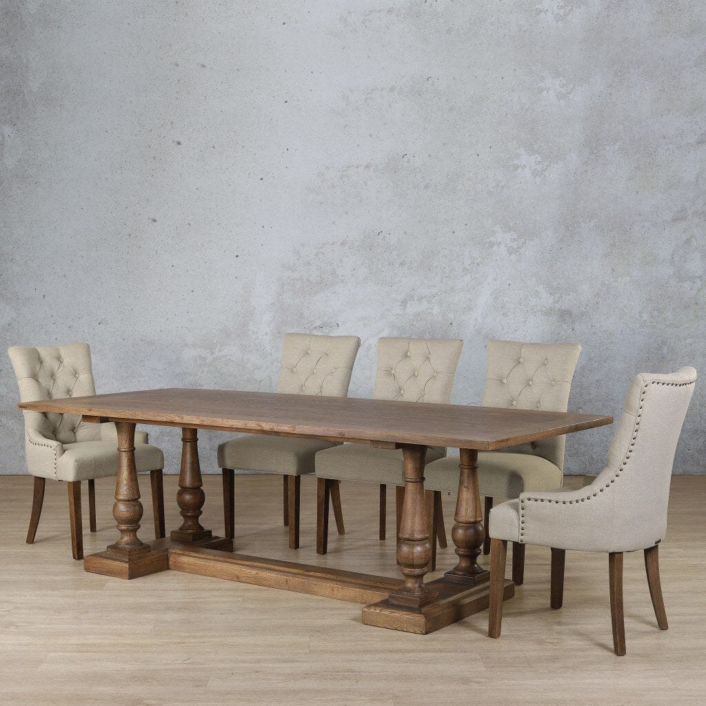 Charlotte Wood Top & Duchess 8 Seater Dining Set Dining room set Leather Gallery  Antique Dark Oak