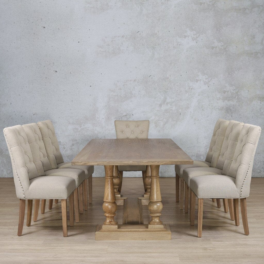 Charlotte Wood Top & Duchess 8 Seater Dining Set Dining room set Leather Gallery  Antique Natural Oak