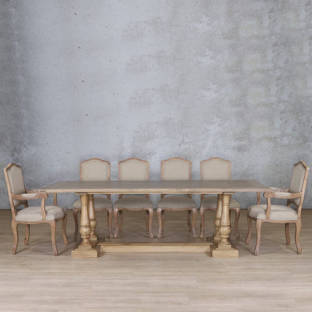 Charlotte Wood Top & Duke 10 Seater Dining Set Dining room set Leather Gallery Antique Natural Oak Wood