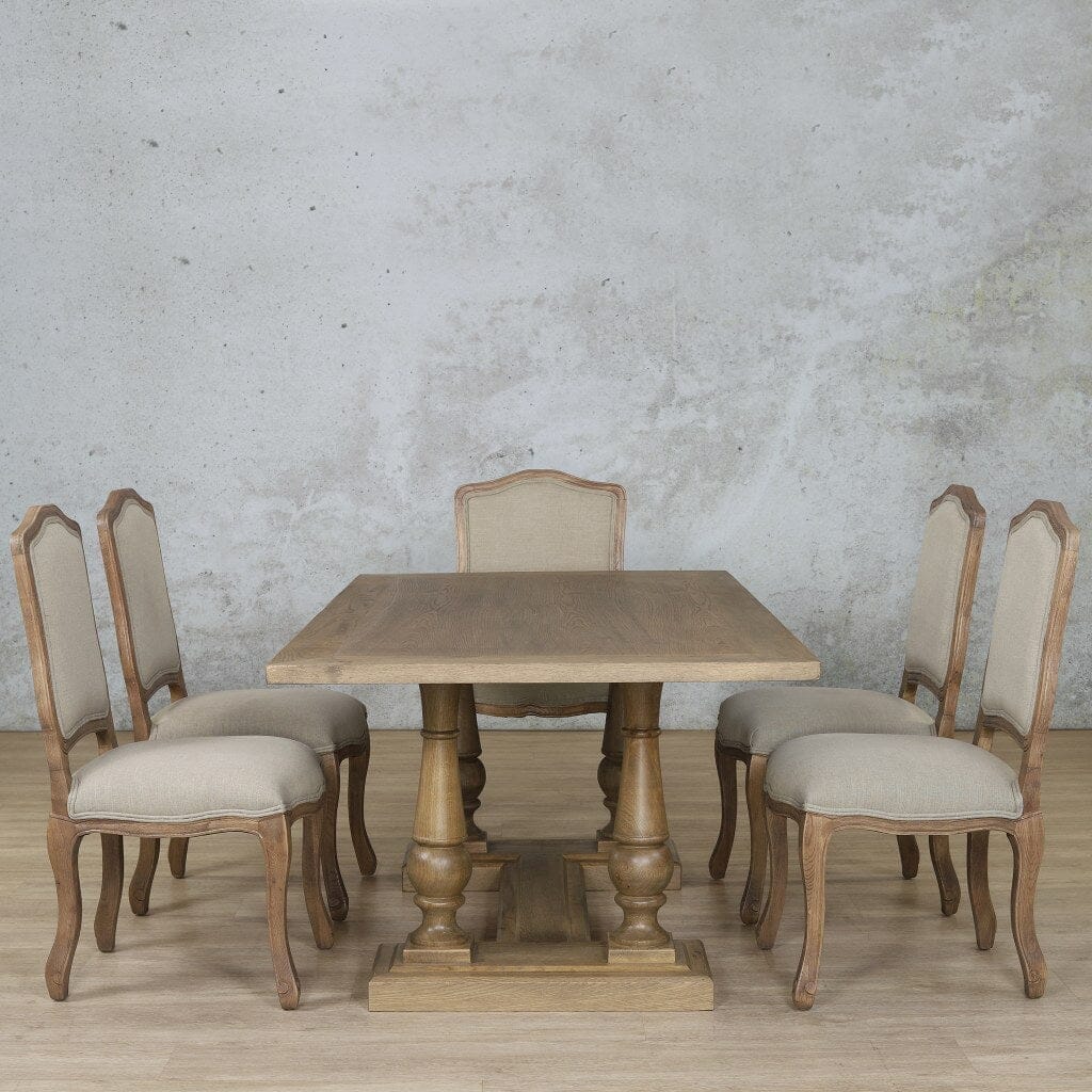 Charlotte Wood Top & Duke 6 Seater Dining Set Dining room set Leather Gallery Antique Natural Oak