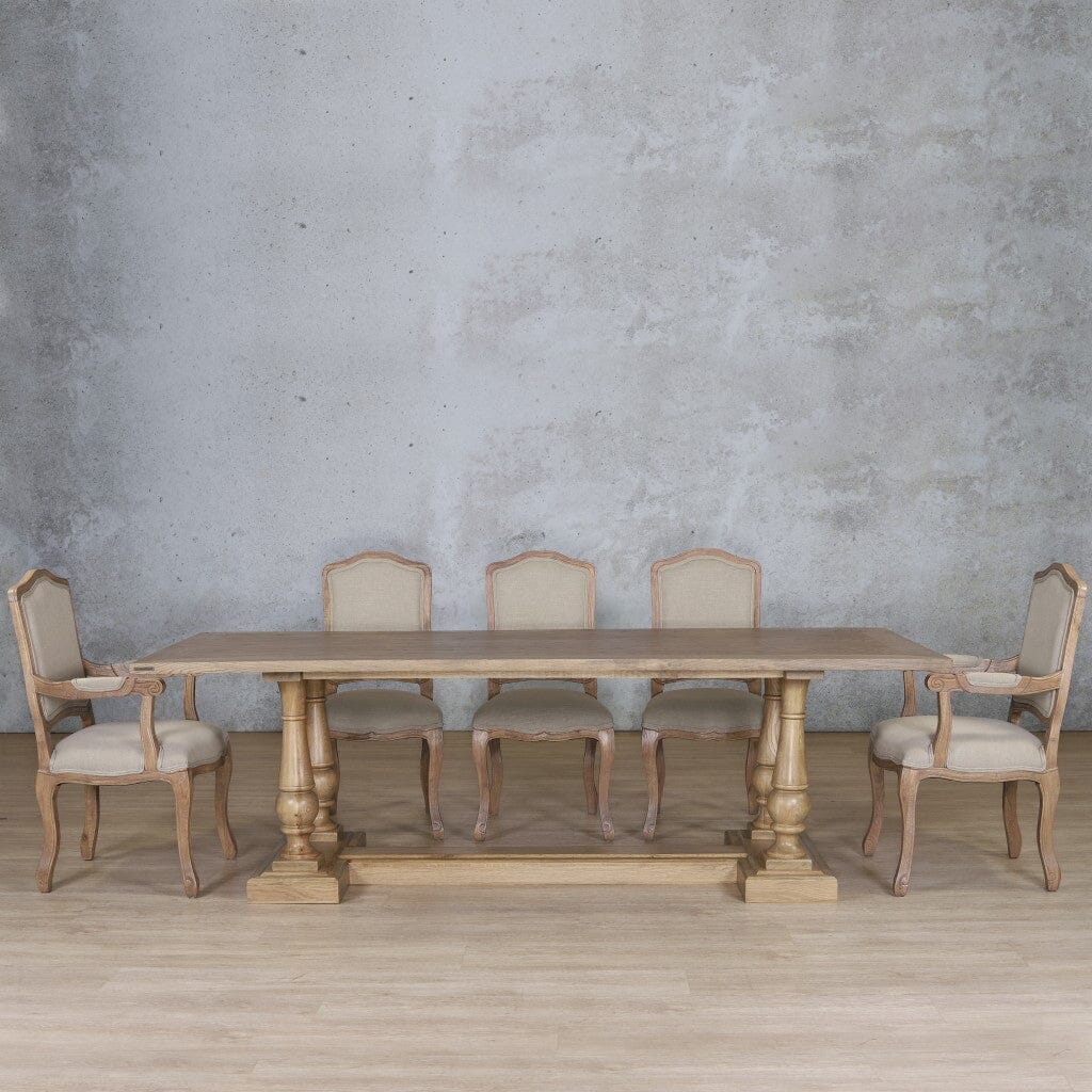 Charlotte Wood Top & Duke 8 Seater Dining Set Dining room set Leather Gallery Antique Natural Oak Wood