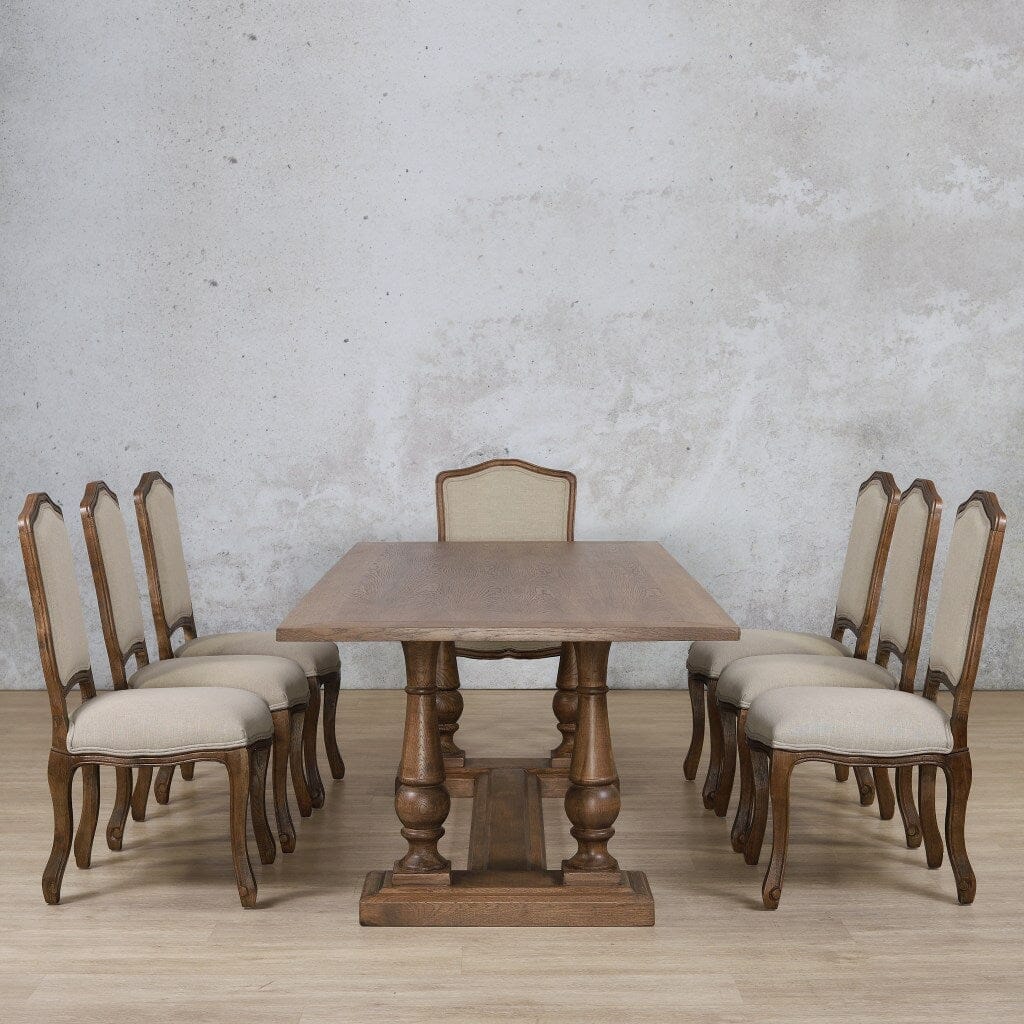 Charlotte Wood Top & Duke 8 Seater Dining Set Dining room set Leather Gallery Antique Dark Oak