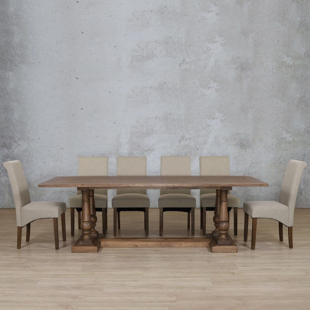Charlotte Wood Top & Windsor 10 Seater Dining Set Dining room set Leather Gallery Antique Dark Oak