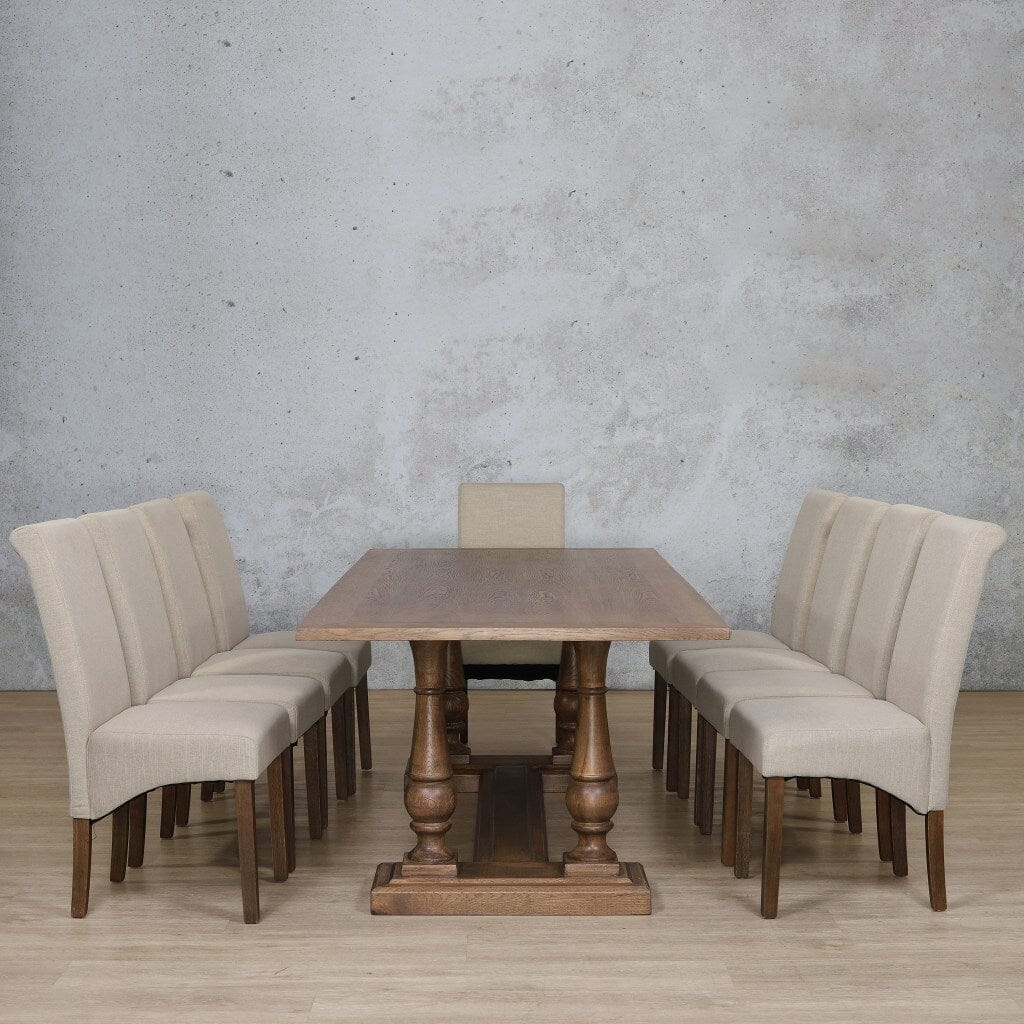 Charlotte Wood Top & Windsor 10 Seater Dining Set Dining room set Leather Gallery Antique Dark Oak
