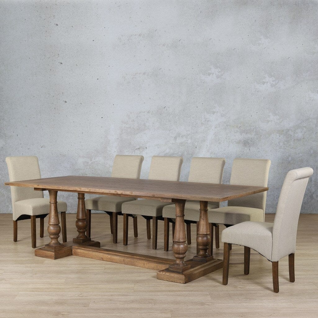 Charlotte Wood Top & Windsor 10 Seater Dining Set Dining room set Leather Gallery Antique Dark Oak