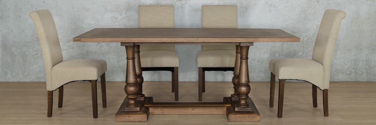 Charlotte Wood Top & Windsor 6 Seater Dining Set Dining room set Leather Gallery