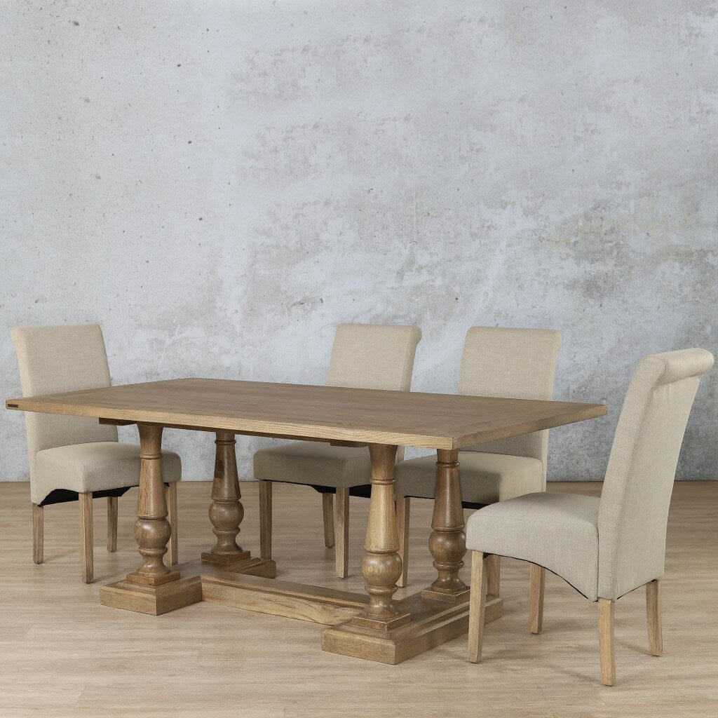 Charlotte Wood Top & Windsor 6 Seater Dining Set Dining room set Leather Gallery Antique Natural Oak