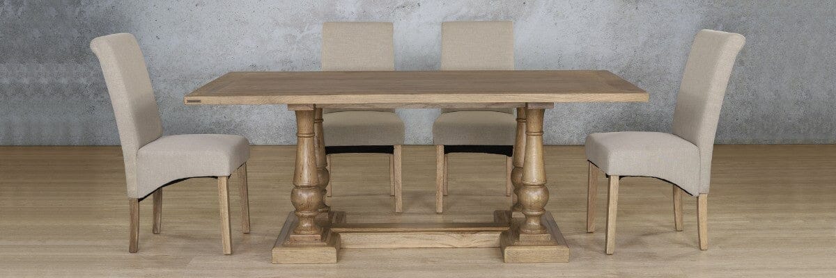 Charlotte Wood Top & Windsor 6 Seater Dining Set Dining room set Leather Gallery