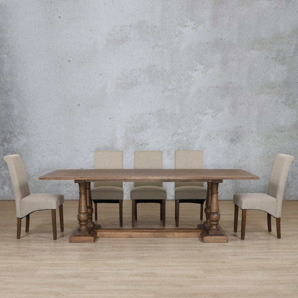 Charlotte Wood Top & Windsor 8 Seater Dining Set Dining room set Leather Gallery Antique Dark Oak