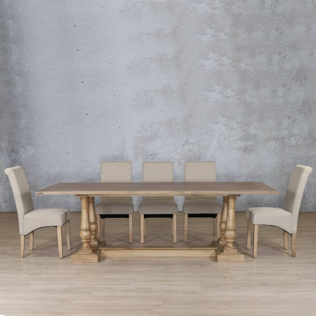 Charlotte Wood Top & Windsor 8 Seater Dining Set Dining room set Leather Gallery Antique Natural Oak