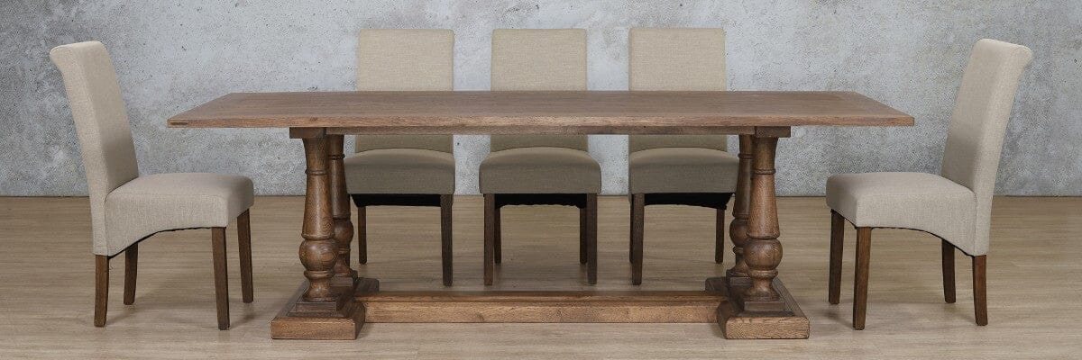 Charlotte Wood Top & Windsor 8 Seater Dining Set Dining room set Leather Gallery