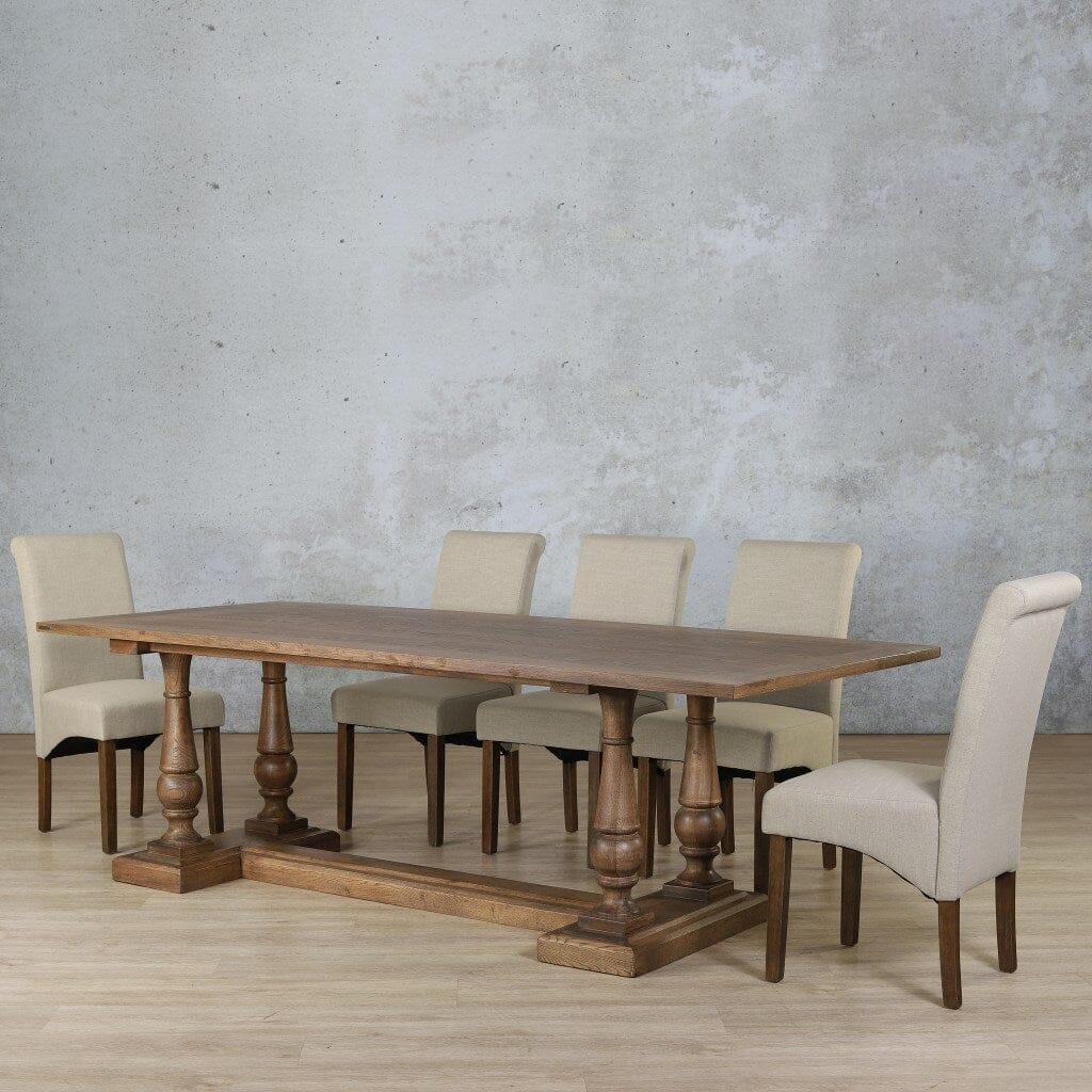 Charlotte Wood Top & Windsor 8 Seater Dining Set Dining room set Leather Gallery Antique Dark Oak