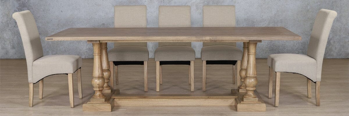 Charlotte Wood Top & Windsor 8 Seater Dining Set Dining room set Leather Gallery