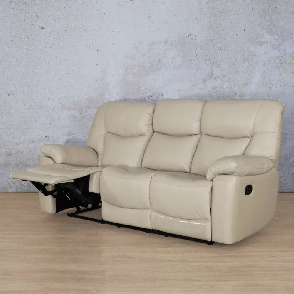 Chester 3 Seater Leather Recliner - Leather Recliner Beige-G