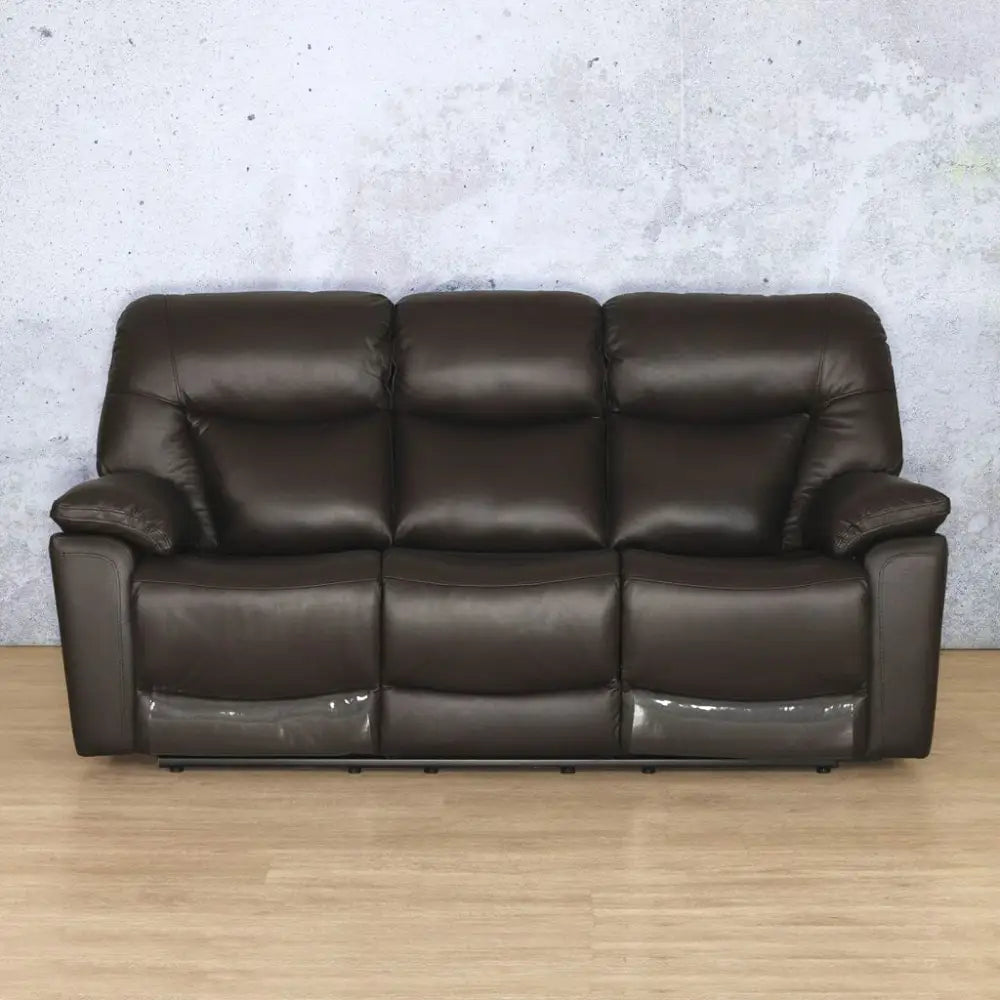 Chester 3 Seater Leather Recliner - Choc - Leather Recliner