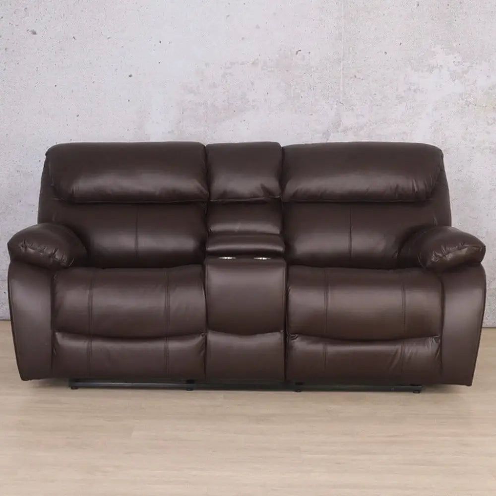 Delta 2 Seater Home Theatre Leather Recliner - Luxe Walnut - Leather Recliner