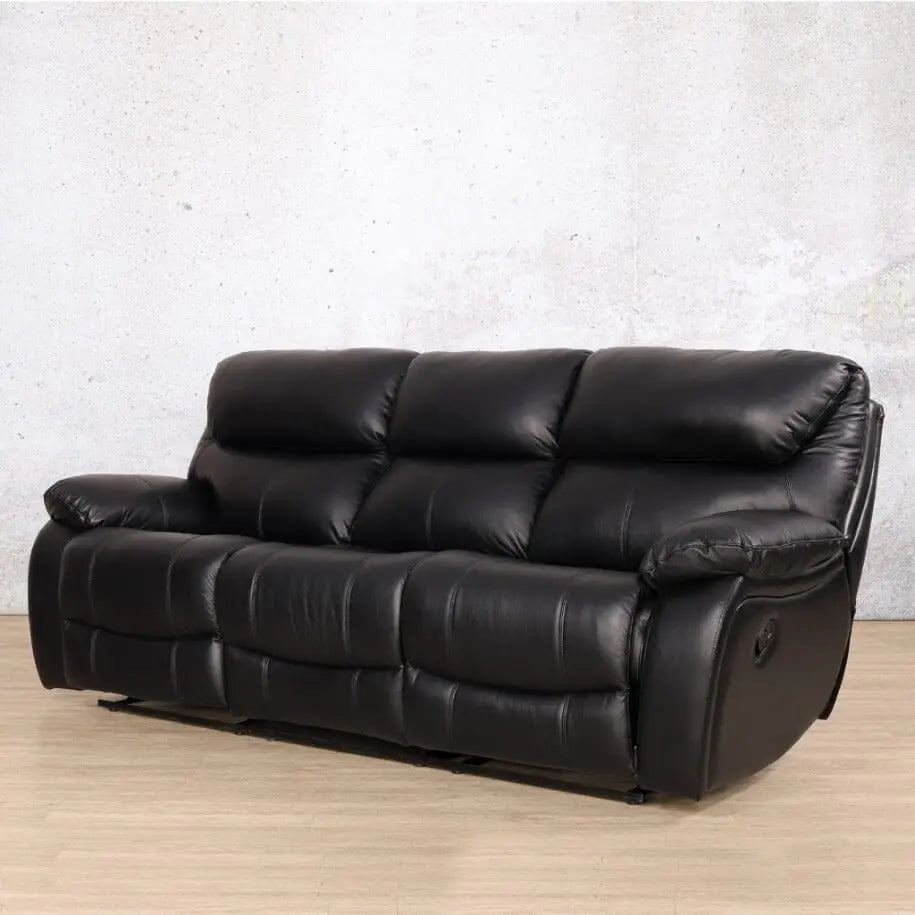 Delta 3 Seater Leather Recliner - Leather Recliner luxe black