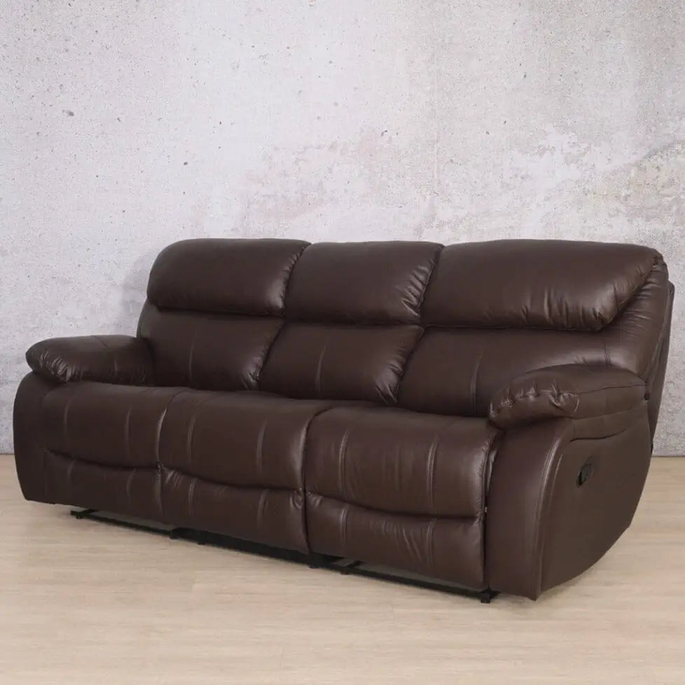 Delta 3 Seater Leather Recliner - Leather Recliner Luxe Walnut