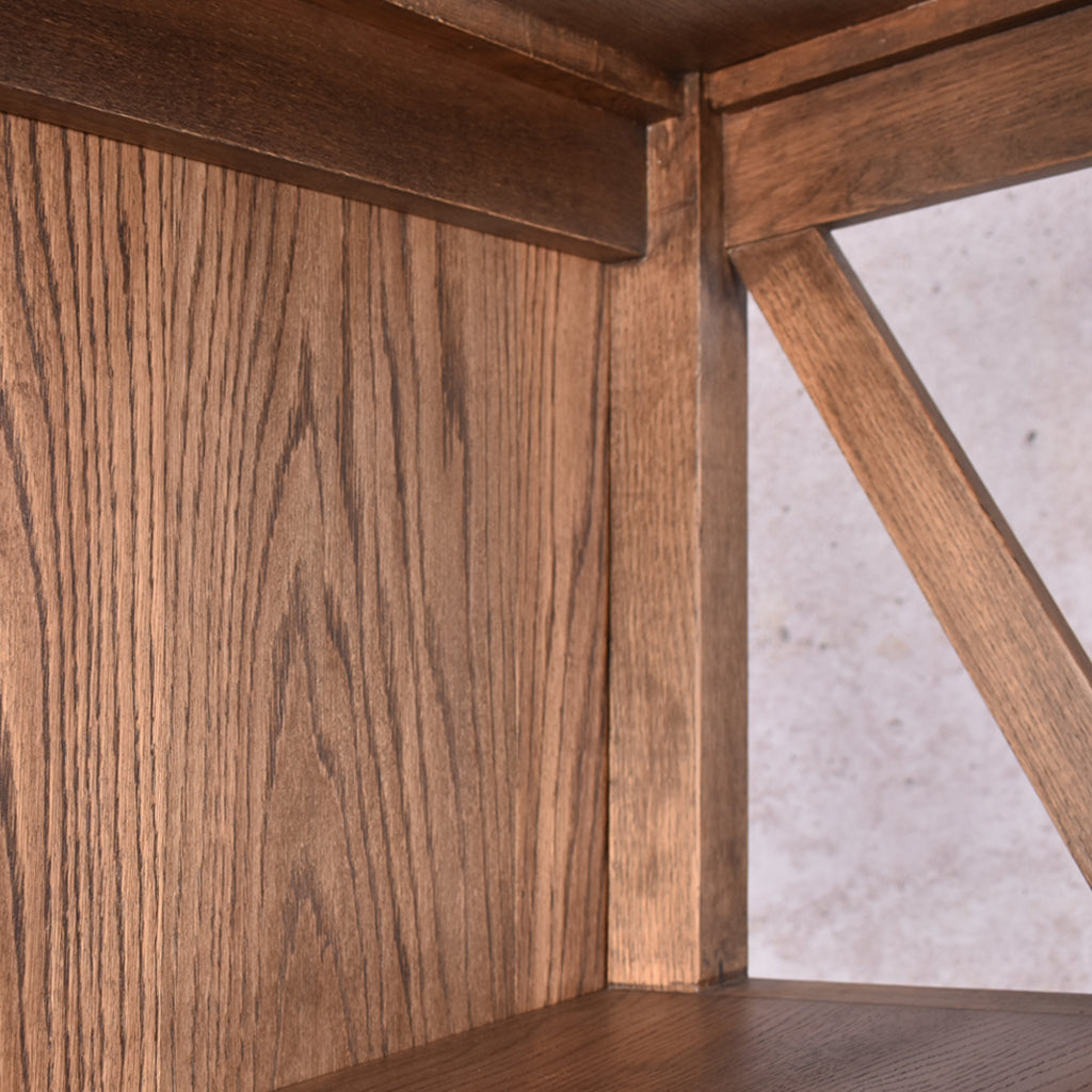 Fairview Bookcase - Antique Dark Oak Cabinet Leather Gallery