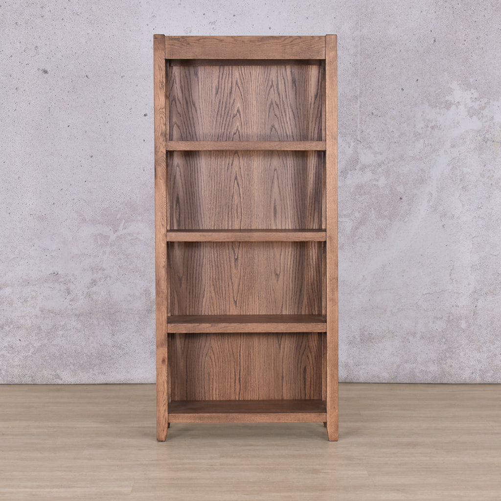 Fairview Bookcase - Antique Dark Oak Cabinet Leather Gallery