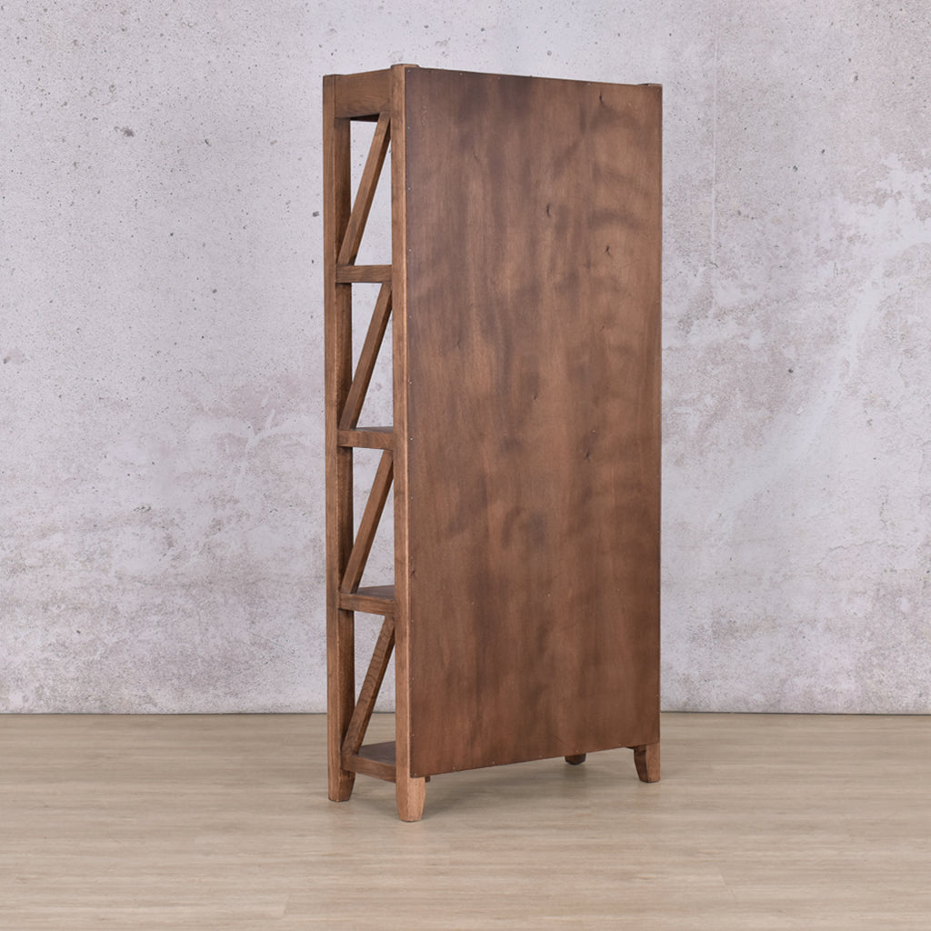 Fairview Bookcase - Antique Dark Oak Cabinet Leather Gallery