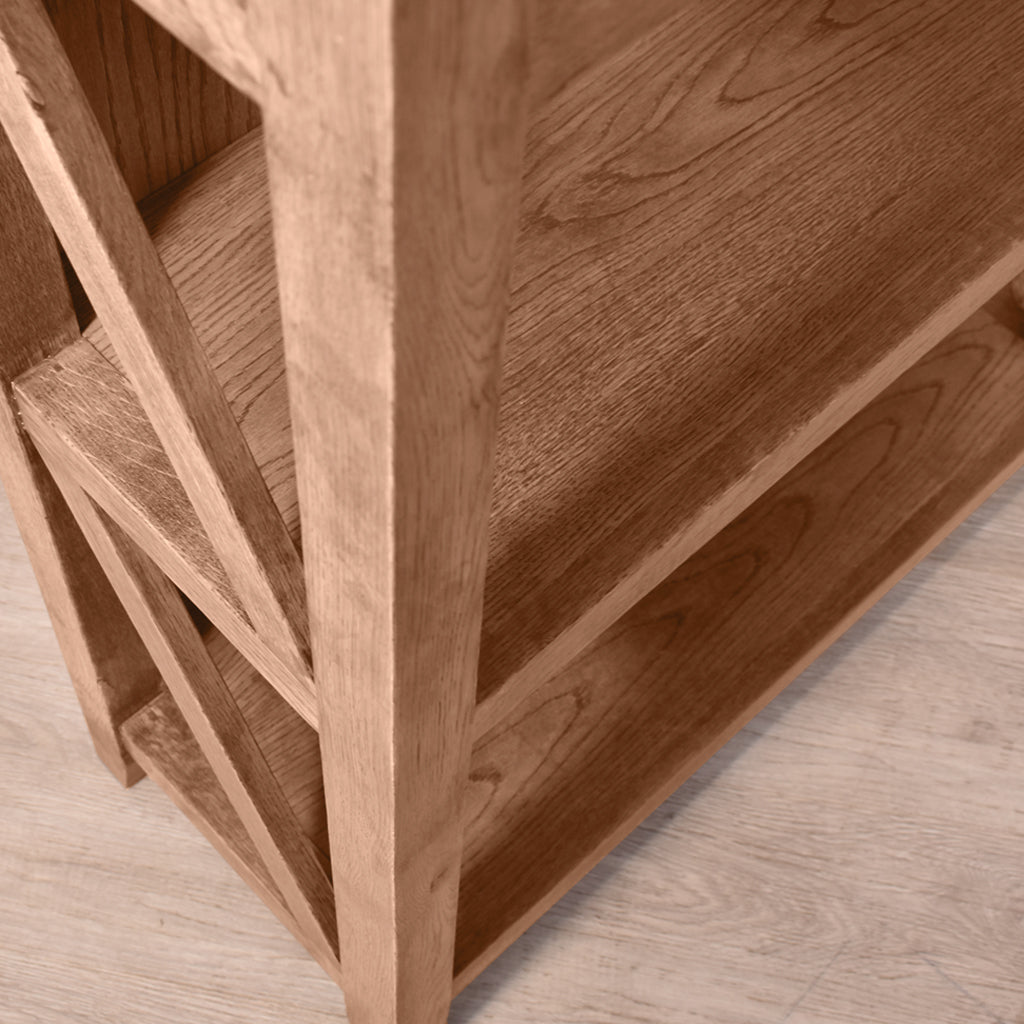 Fairview Bookcase - Antique Natural Oak Cabinet Leather Gallery