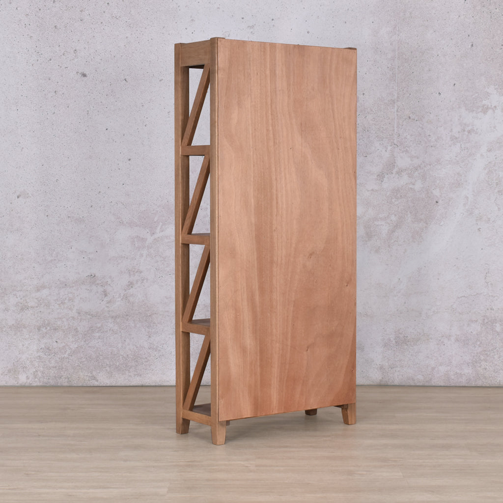 Fairview Bookcase - Antique Natural Oak Cabinet Leather Gallery
