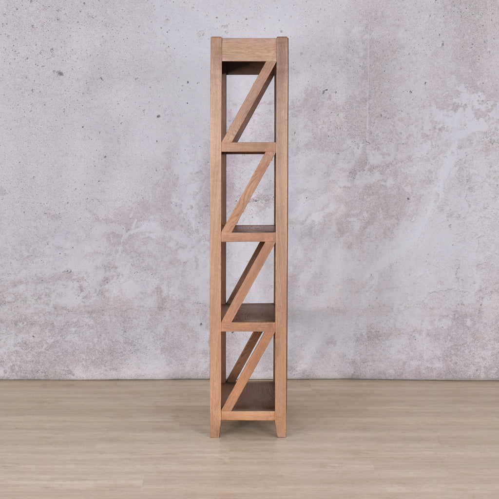 Fairview Bookcase - Antique Natural Oak Cabinet Leather Gallery