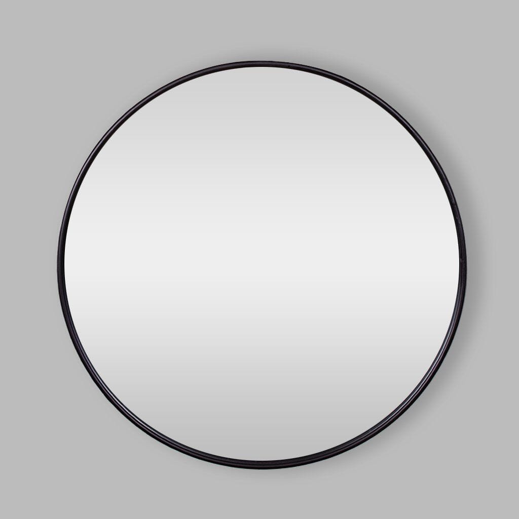Fallon Black Round Wall Mirror Mirror Leather Gallery Black 1200 x 1200 mm