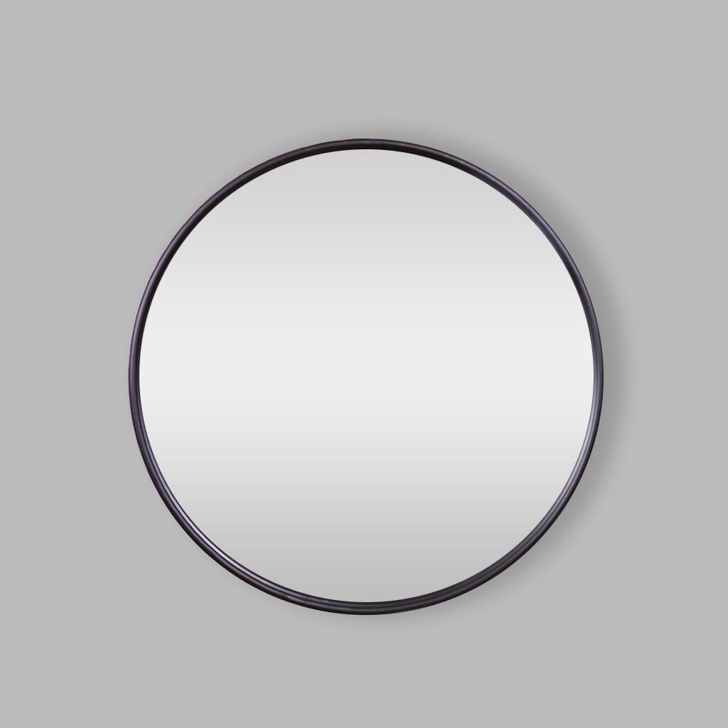 Fallon Black Round Wall Mirror Mirror Leather Gallery Black 900 x 900 mm