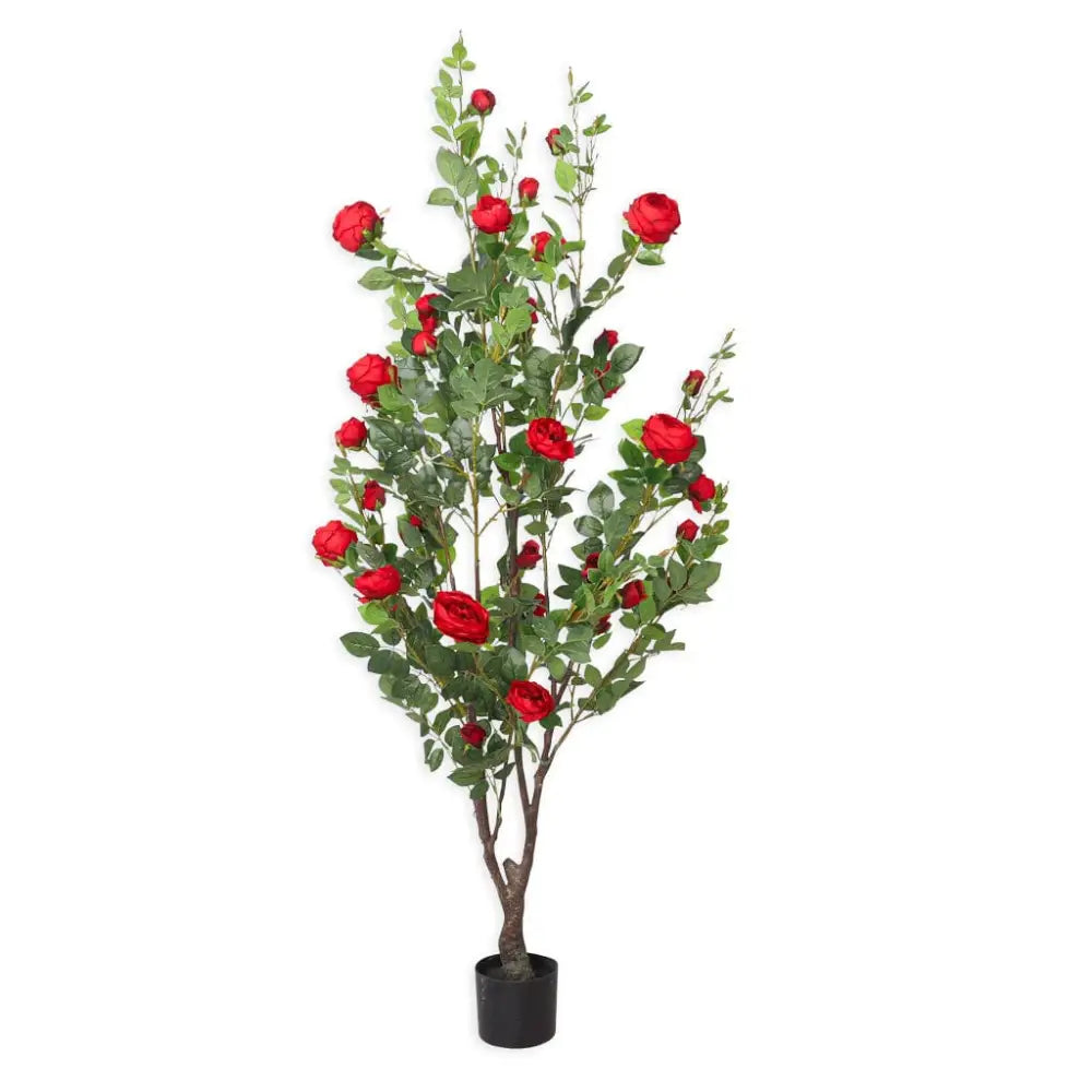 Faux Cabbage Red Rose Tree - 175cm - Decor